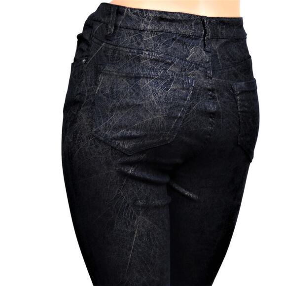 New! TRACTR Women's Hi-Rise Foil Print Faux Suede Ankle Skinny Jeans - Picture 1 of 7